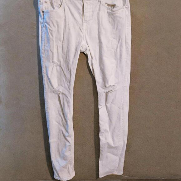 7 For All Mankind Jeans Mens Size 31x30 Paxtyn White Distressed Slim Fit Denim - Picture 9 of 9